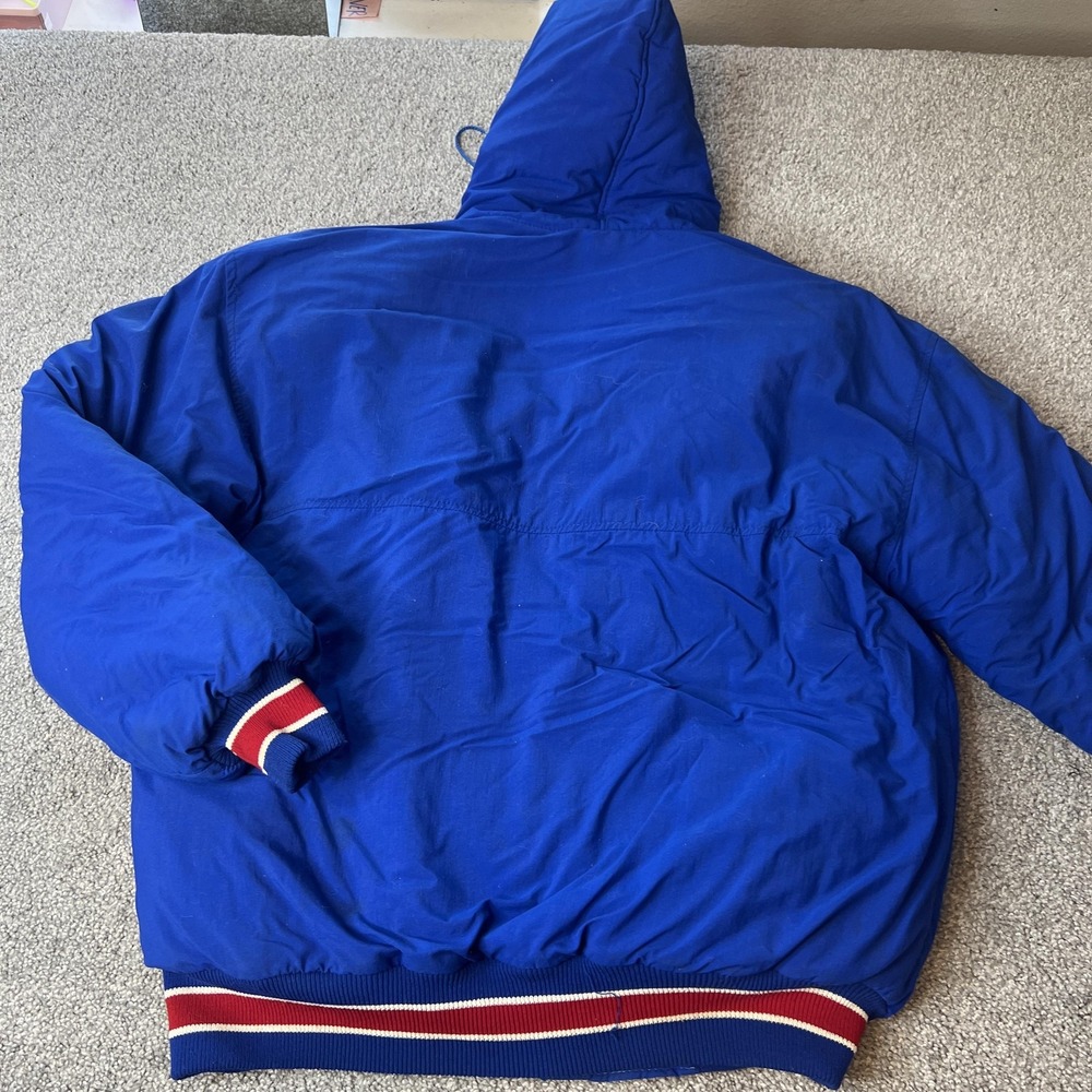 Vtg delong NFL Jacket Mens Large Blue NFL‎ Football Hooded Puffer Coat USA 80s - Picture 9 of 14